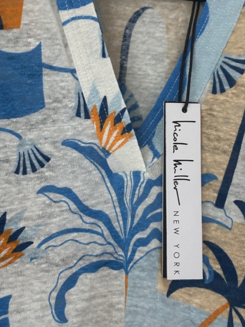 Nicole Miller Tropical Print 3 pce Linen Pants Set - Picture 9 of 11